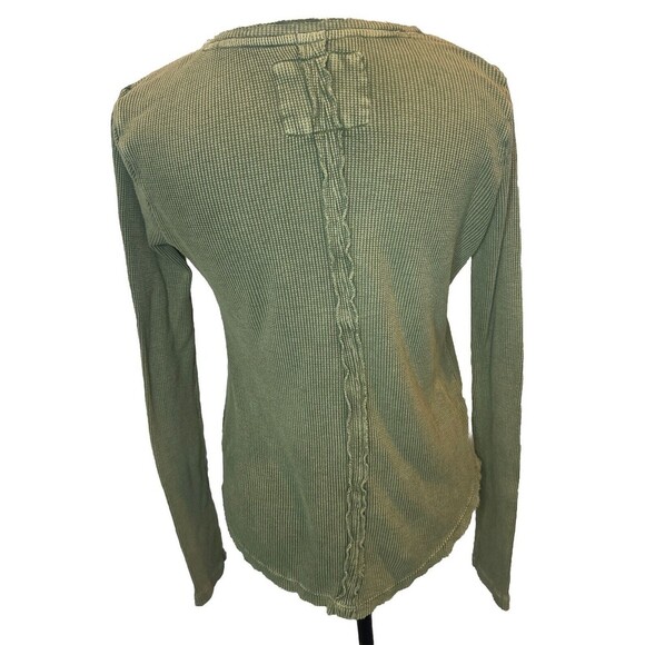 Women’s Anthropologie Pilcro Olive Green Henley V Neck Long Sleeve Shirt Top- XS - Picture 5 of 9